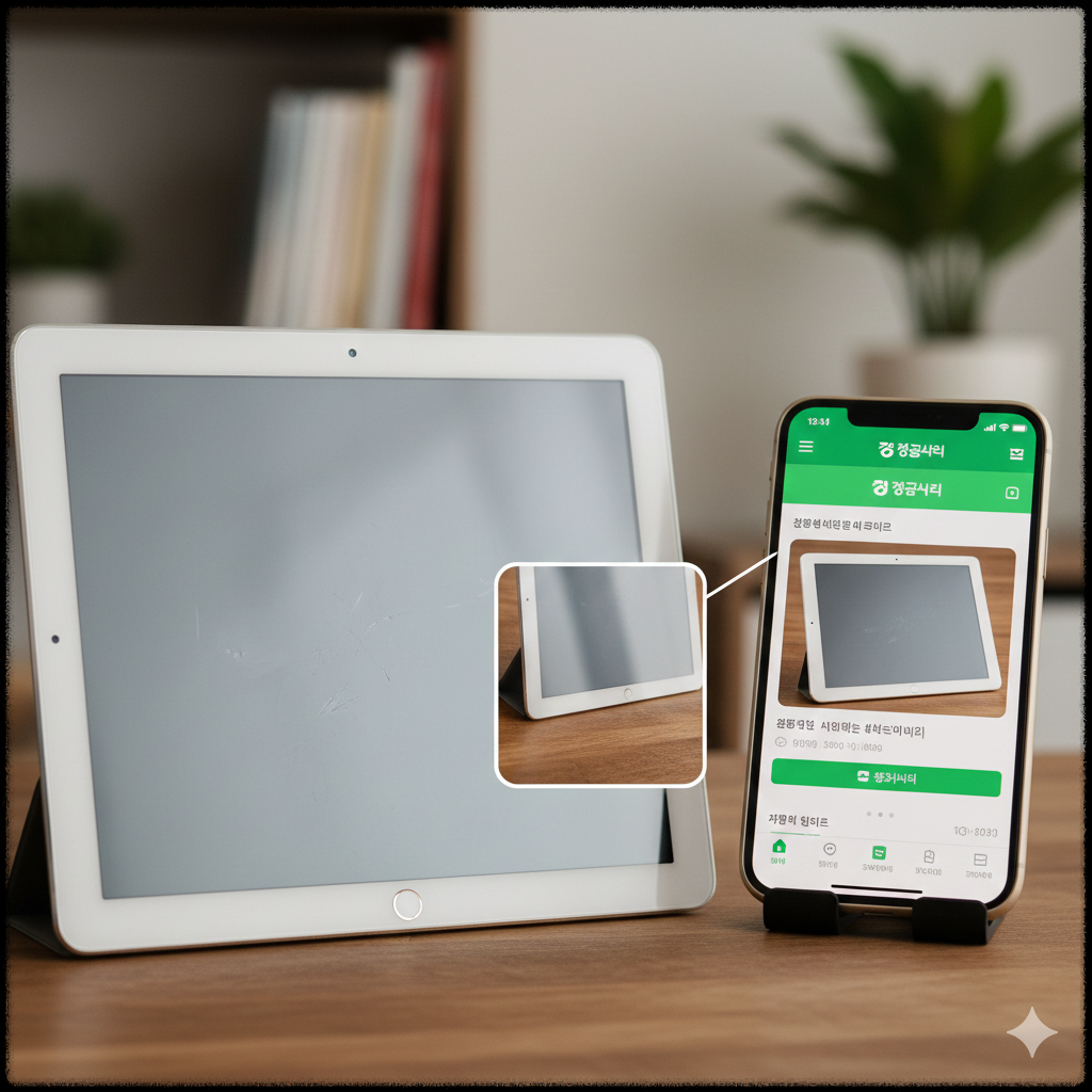 중고 물품의 실제 상태와 사용 흔적을 보여주는 촬영 이미지
