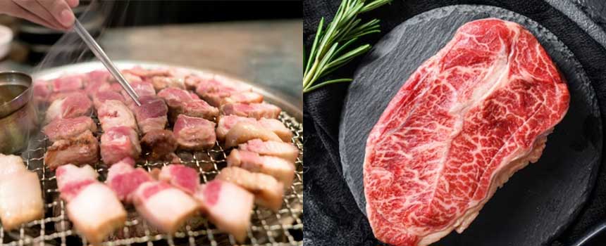 삼겹살, 마블링 많은 스테이크도 통풍에는 멀리해야 합니다.