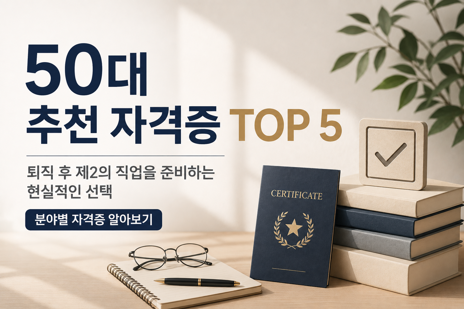 50대 추천 자격증 TOP 5｜퇴직 후 제2의 직업을 위한 분야별 자격증 알아보기