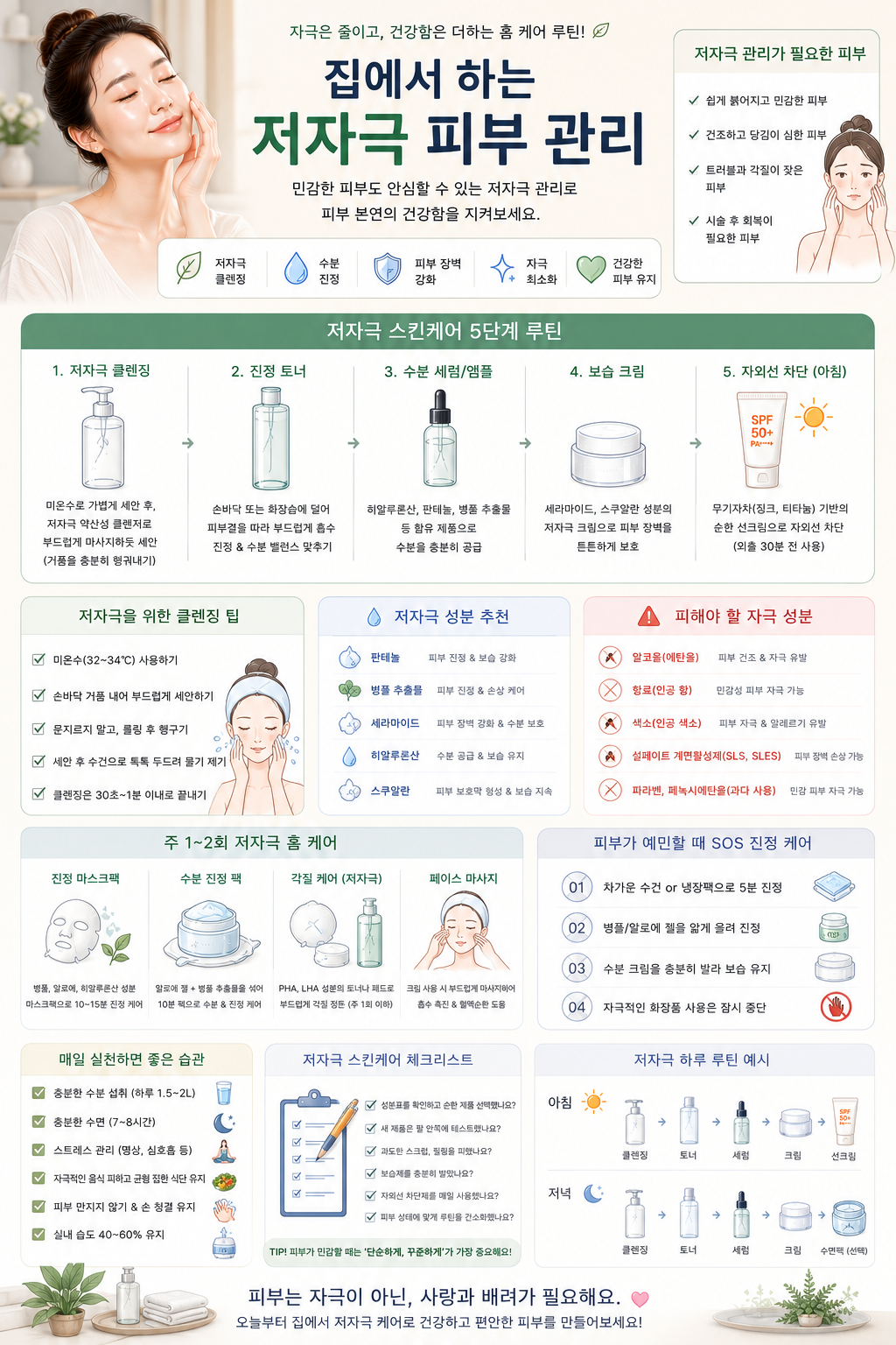 집에서 하는 저자극 피부 관리 관련 사진