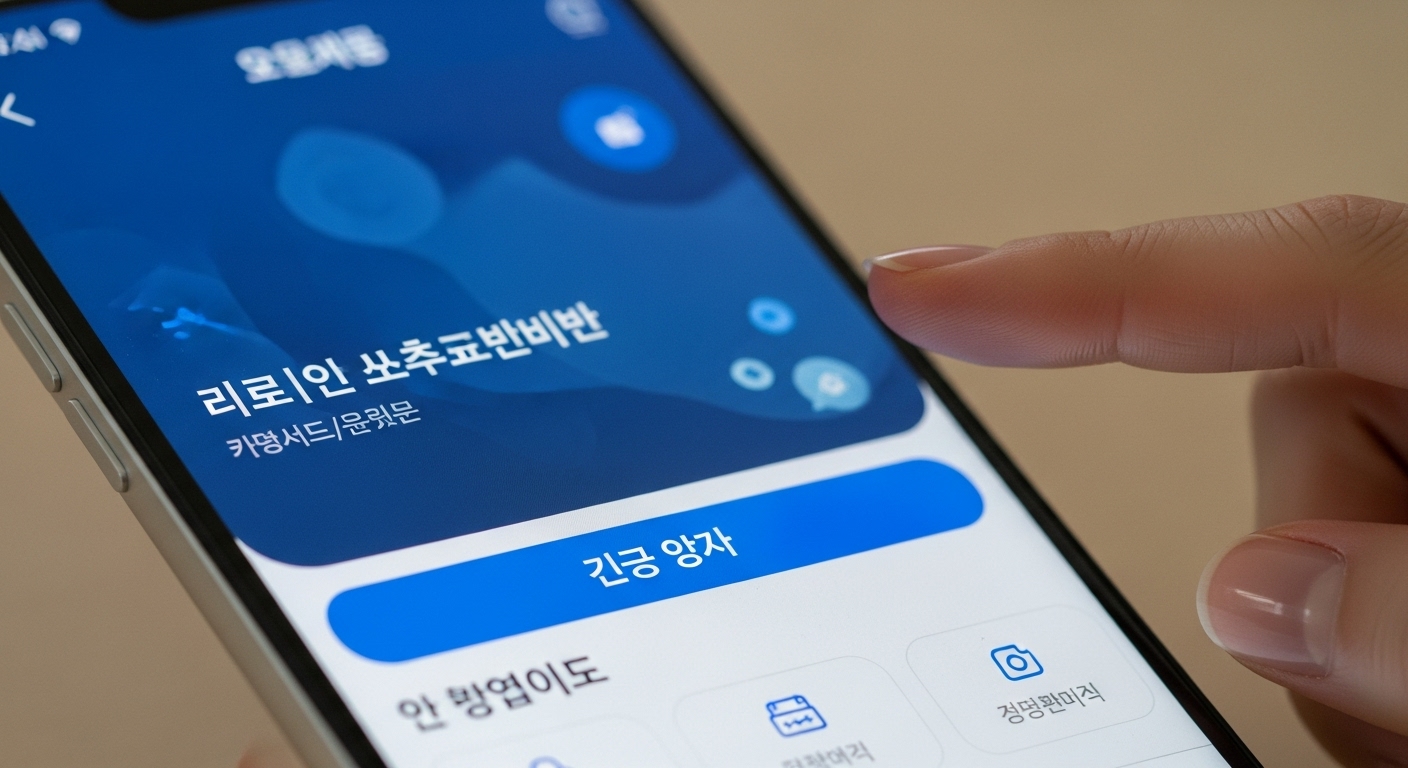 스마트폰 화면에 '한온' 앱이 실행되어 있는 모습. 에너지 캐시백 신청 버튼과 절감량 조회 화면이 명확하게 보이며, 사용자가 앱을 통해 편리하게 제도를 이용하는 것을 나타냄.