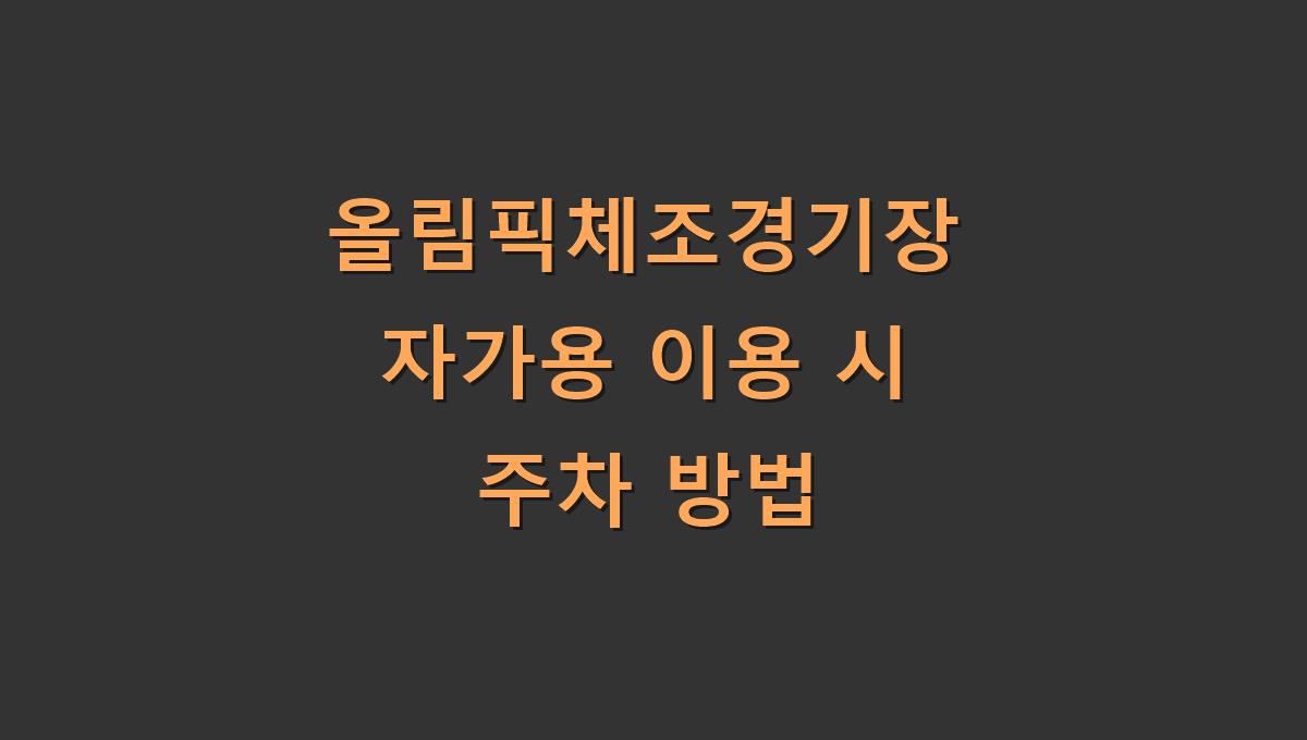 올림픽체조경기장 자가용 이용 시 주차 방법