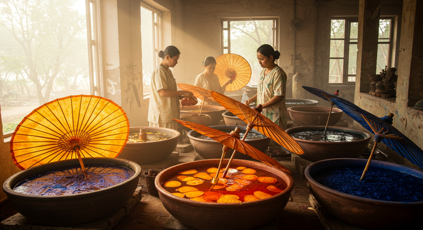 장인들의 염색 장면