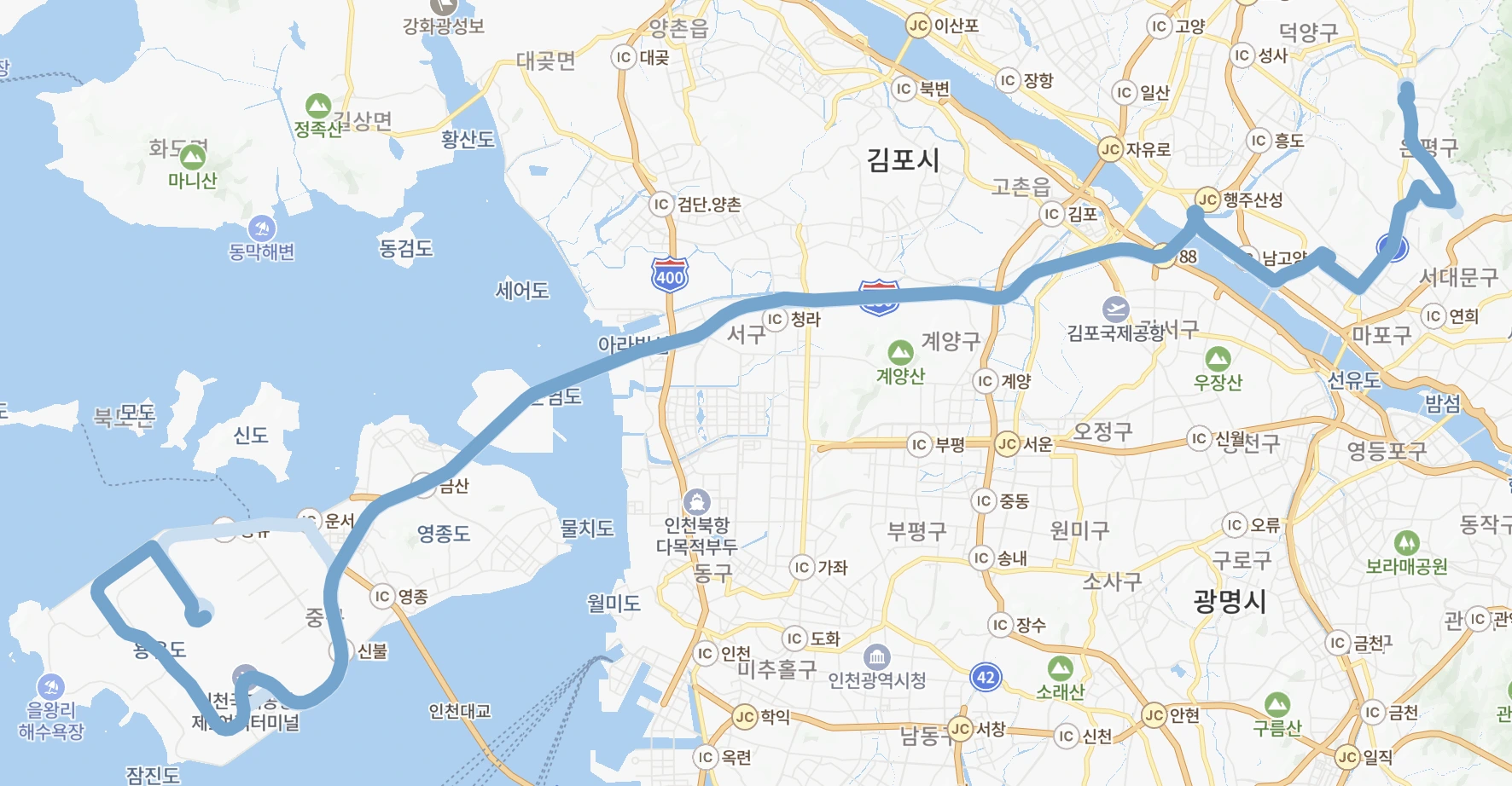 인천공항 6012버스 운행지도