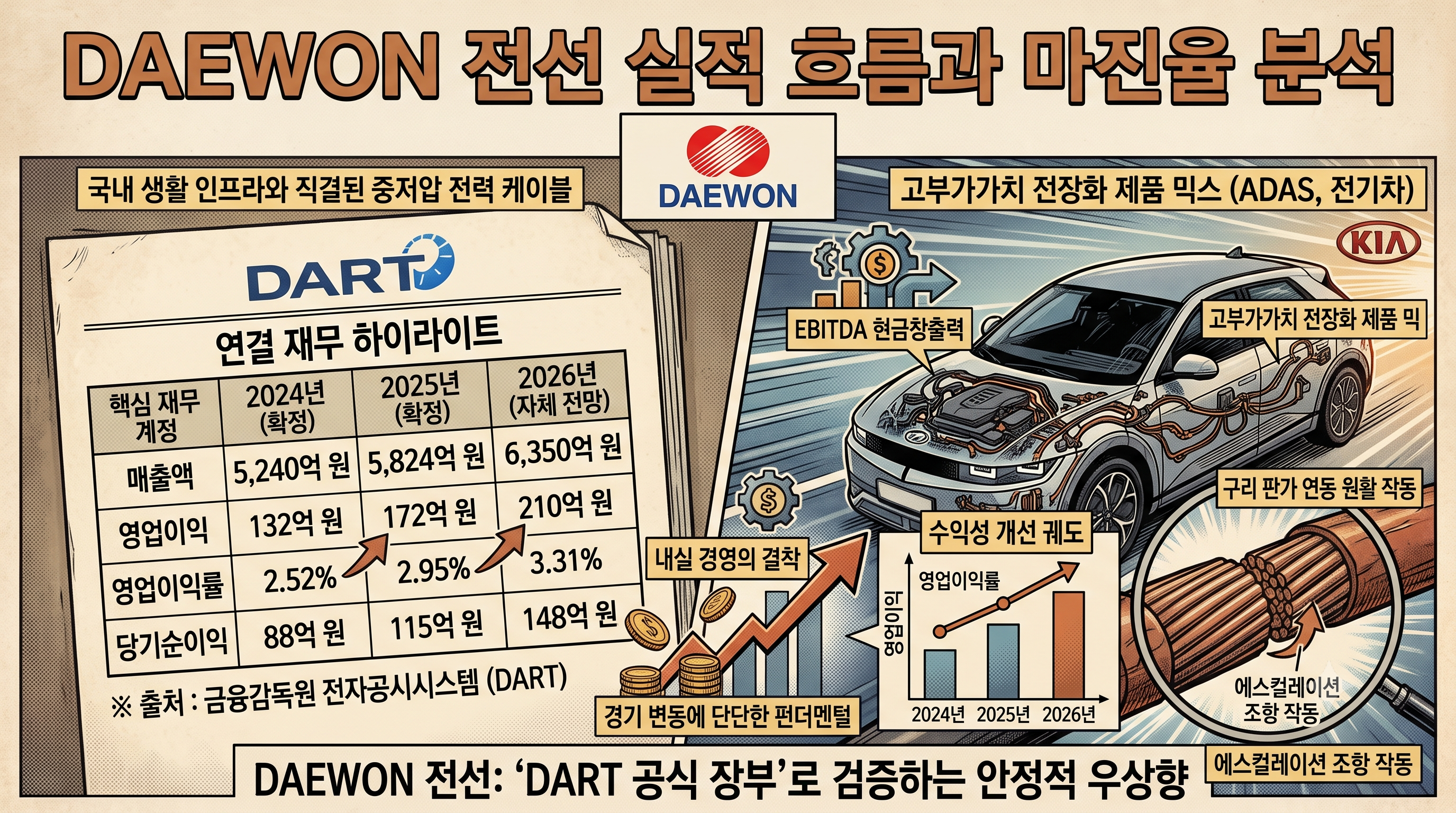 (대원전선) DART 공식 장부로 대조하는 최근 실적 흐름과 마진율
