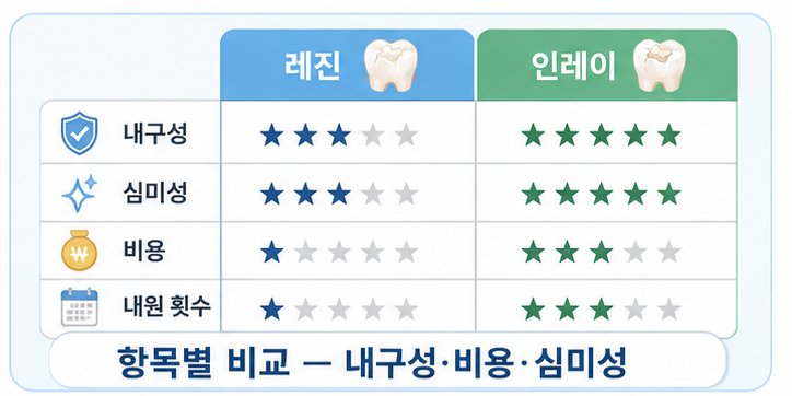 재료&middot;방식&middot;내구성 &mdash; 항목별 비교 정리