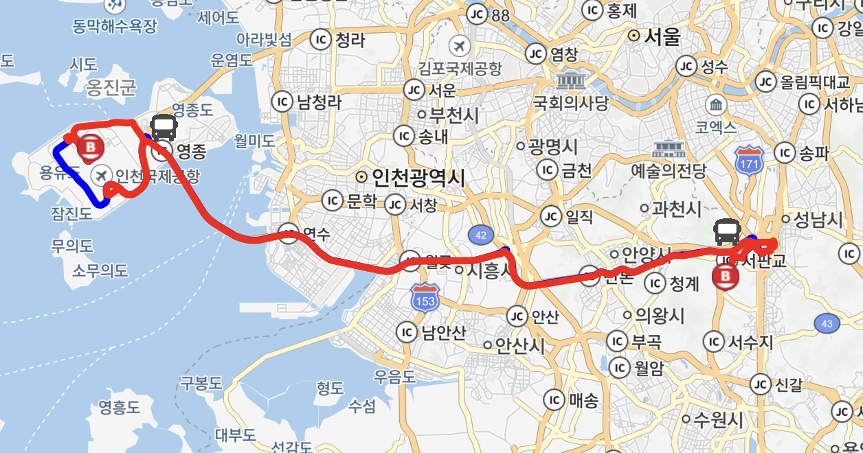 5000 공항버스 운행지도