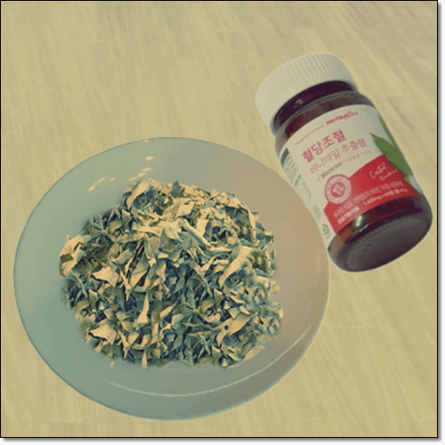 바나바잎 보충제와 건조 잎