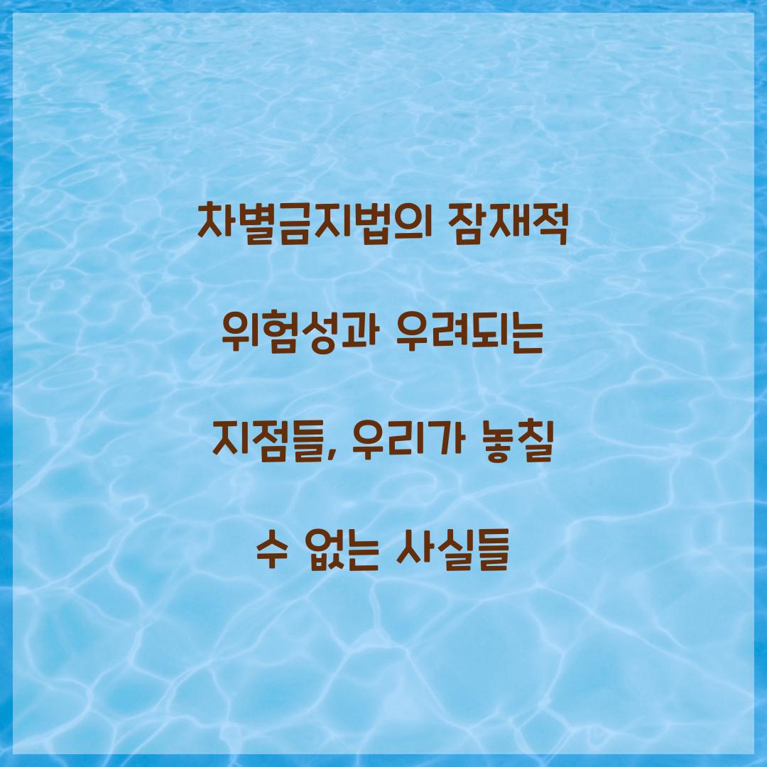 차별금지법의 잠재적 위험성과 우려되는 지점들