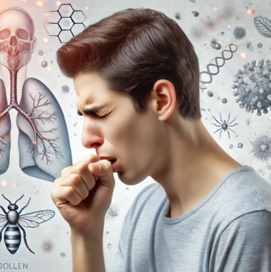 알레르기 비염, 감기, 축농증으로 기침하는 사진