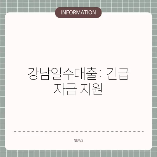 강남일수대출: 긴급 자금 지원