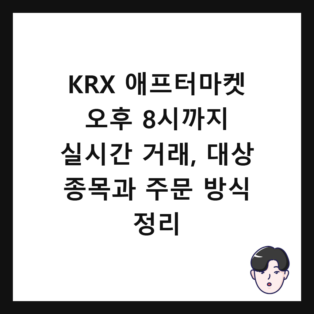 KRX 애프터마켓 오후 8시까지 실시간 거래, 대상 종목과 주문 방식 정리 썸네일