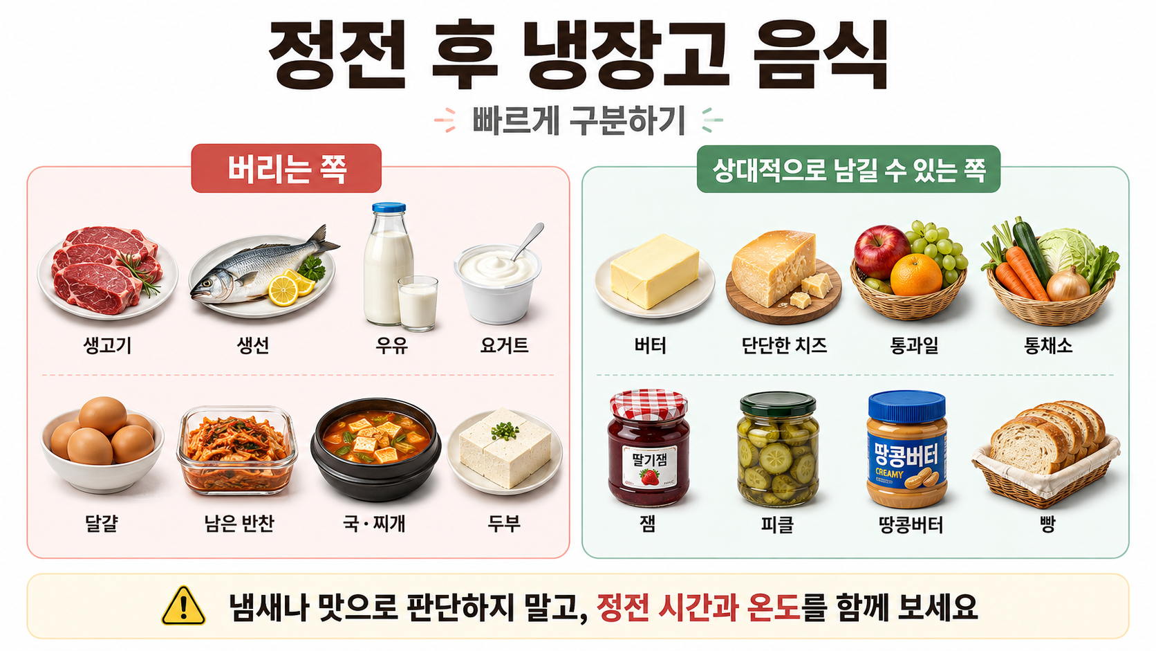 정전후 냉장고음식 빠르게구분
