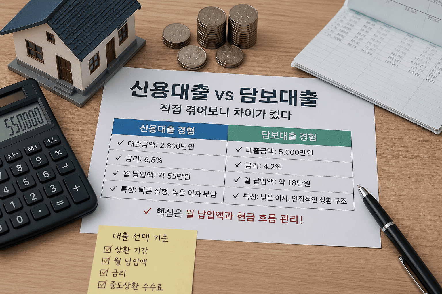 신용대출과 담보대출 비교