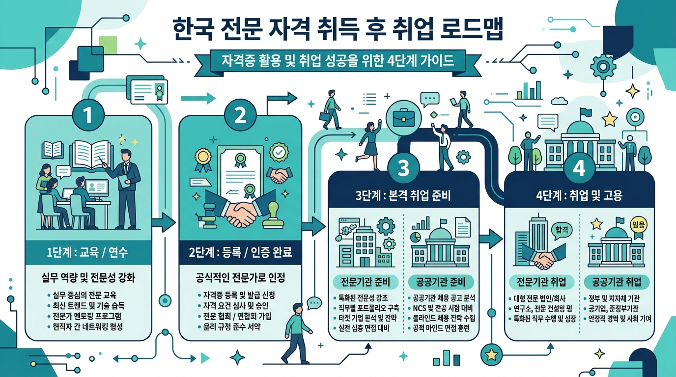 산업안전지도사 합격 후 취업 준비 로드맵 &mdash; 연수교육&middot;등록&middot;취업 단계별 준비 인포그래픽