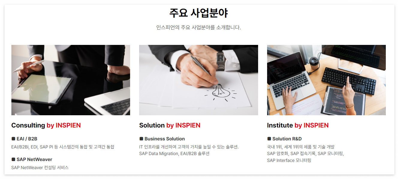 인스피언 사업분야