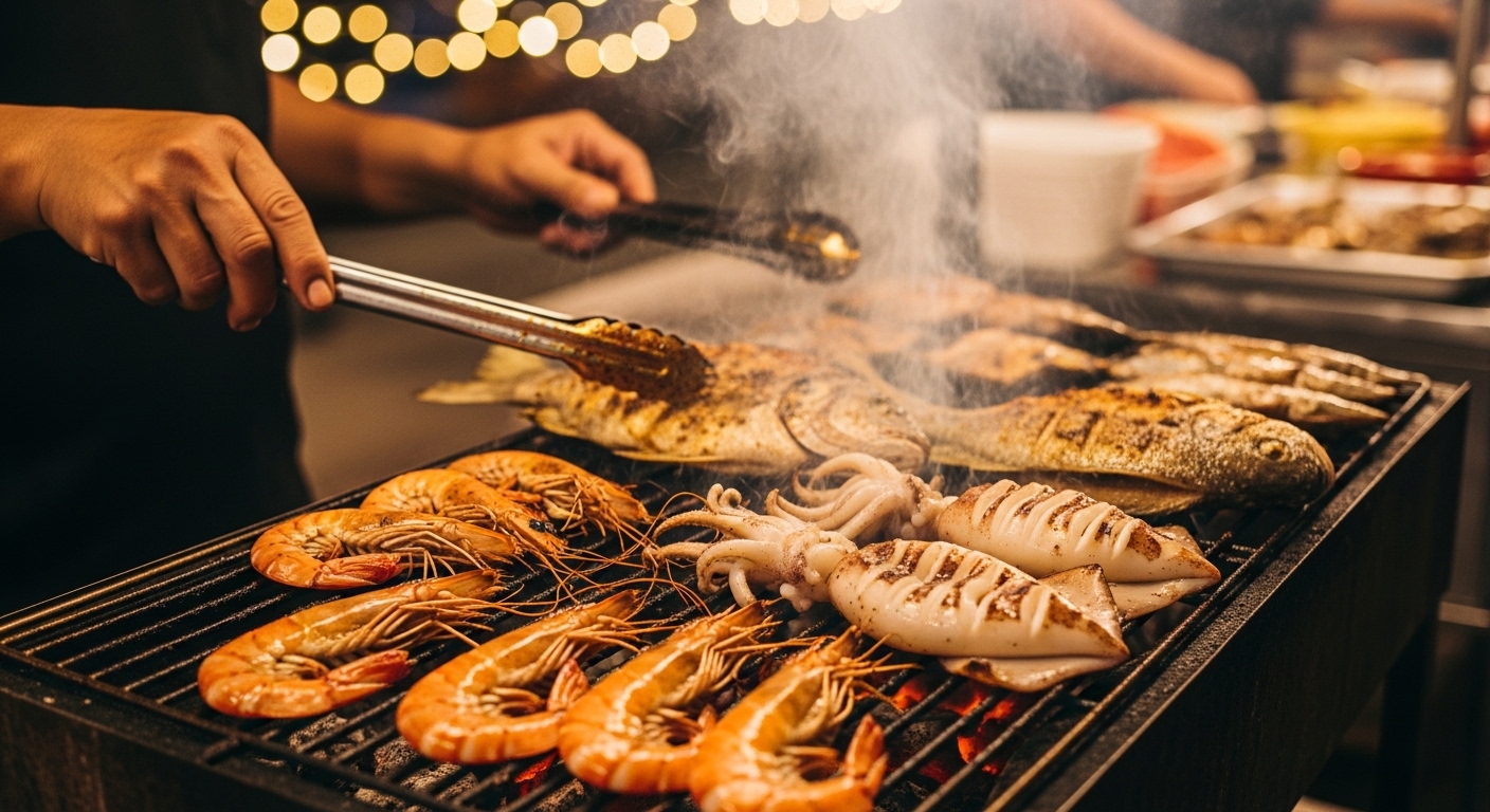 해산물 바비큐 노점 (Local Seafood BBQ Stalls)
