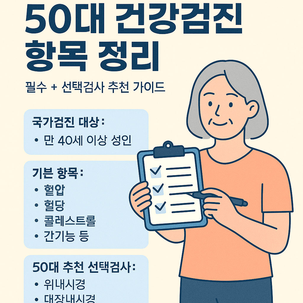 50대 건강검진 항목 정리｜필수 + 선택검사 추천 가이드