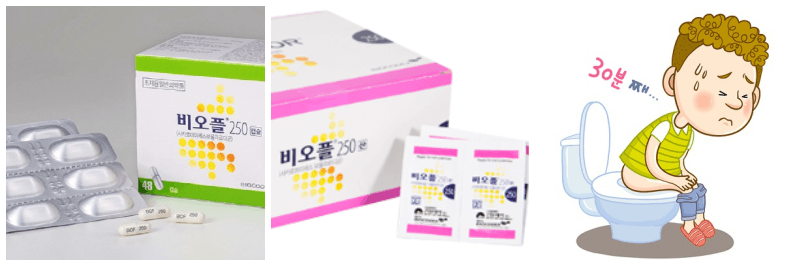 비오플 250산, 비오플 250캡슐, 변비 사진
