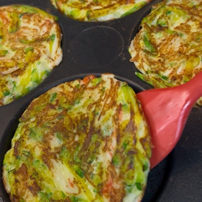 전을 원형 팬에 굽기