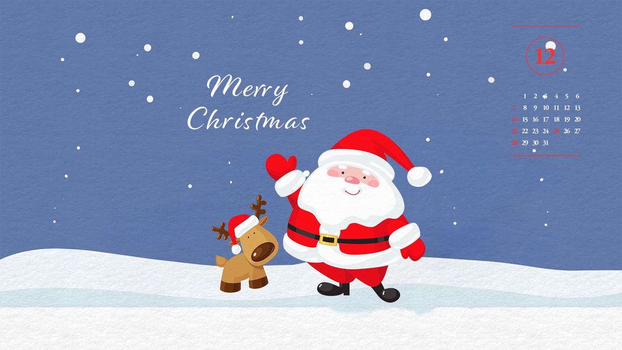06 루돌프와 산타 일러스트 A - 2025년12월 달력배경화면