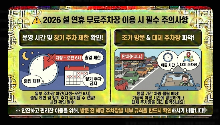 [귀성길] 주요 거점 무료주차장(2026년, 설 연휴, 서울시)(+ 환승주차장)