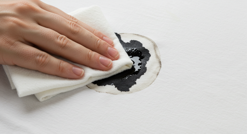 묻은 즉시 찬물에 담가 잉크가 번지지 않도록 합니다.