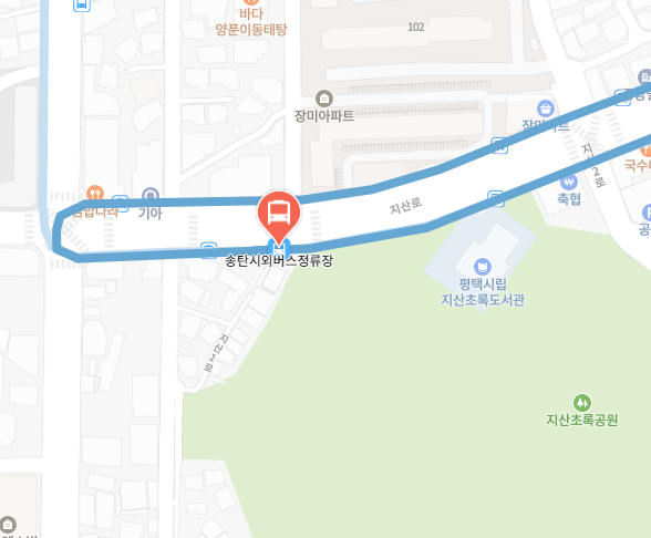 송탄시외버스정류장에서 인천공항 리무진 공항버스(8834번) 위치