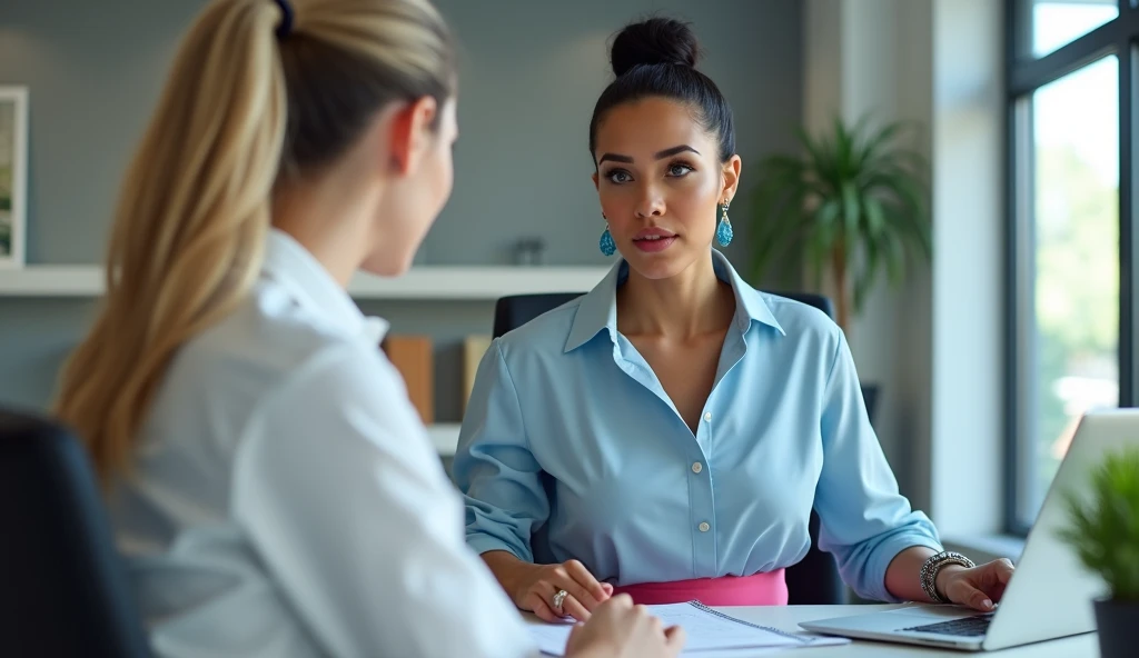 경매 전문가에게 기본 교육을 받는 여자 이미지