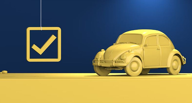 노란 자동차 모형 사진