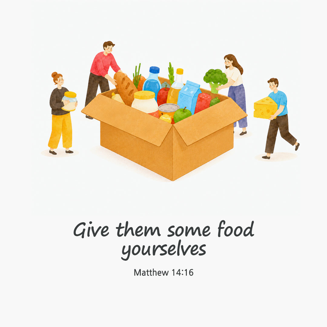 Today's Bible verse card Matthew 14:16 scripture image