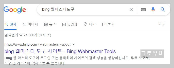 빙 웹마스터 도구 검색