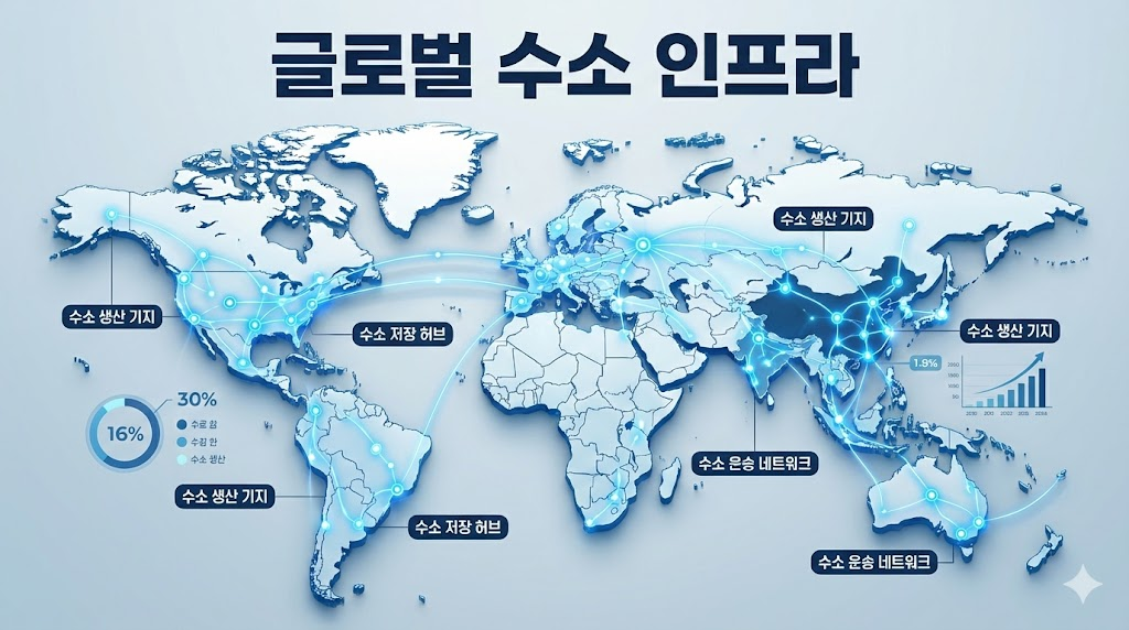 전 세계적으로 확장되는 수소 에너지 네트워크 지도