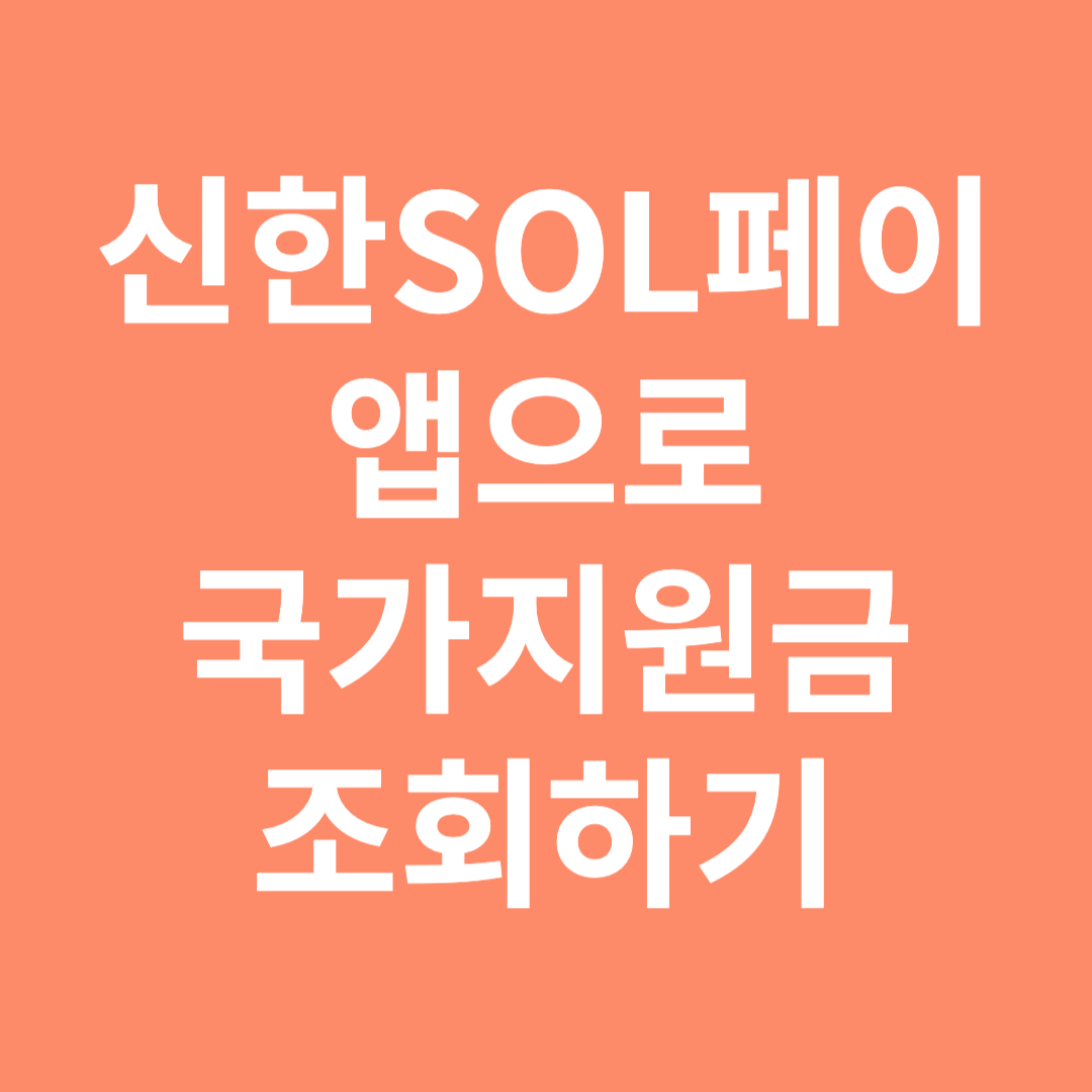 신한SOL페이 앱으로 국가지원금 조회하기