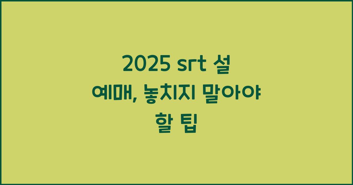 2025 srt 설 예매
