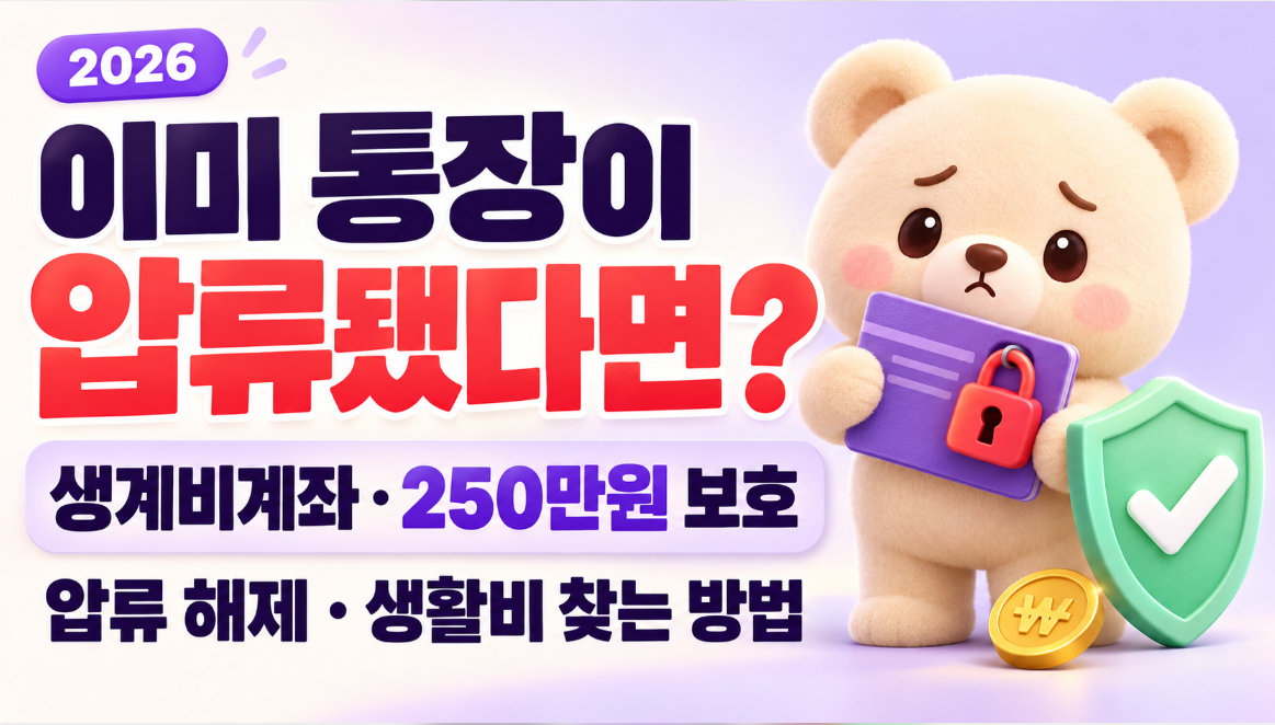 이미 통장이 압류됐다면?｜생계비계좌 개설&middot;250만원 보호&middot;압류 해제&middot;생활비 찾는 방법