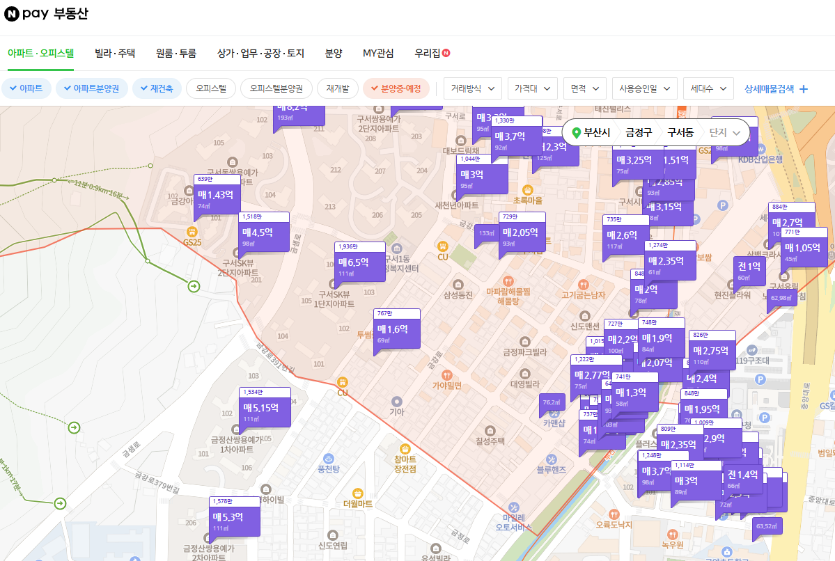 네이버 부동산 지도 사이트 매물, 시세, 경매, 실거래가