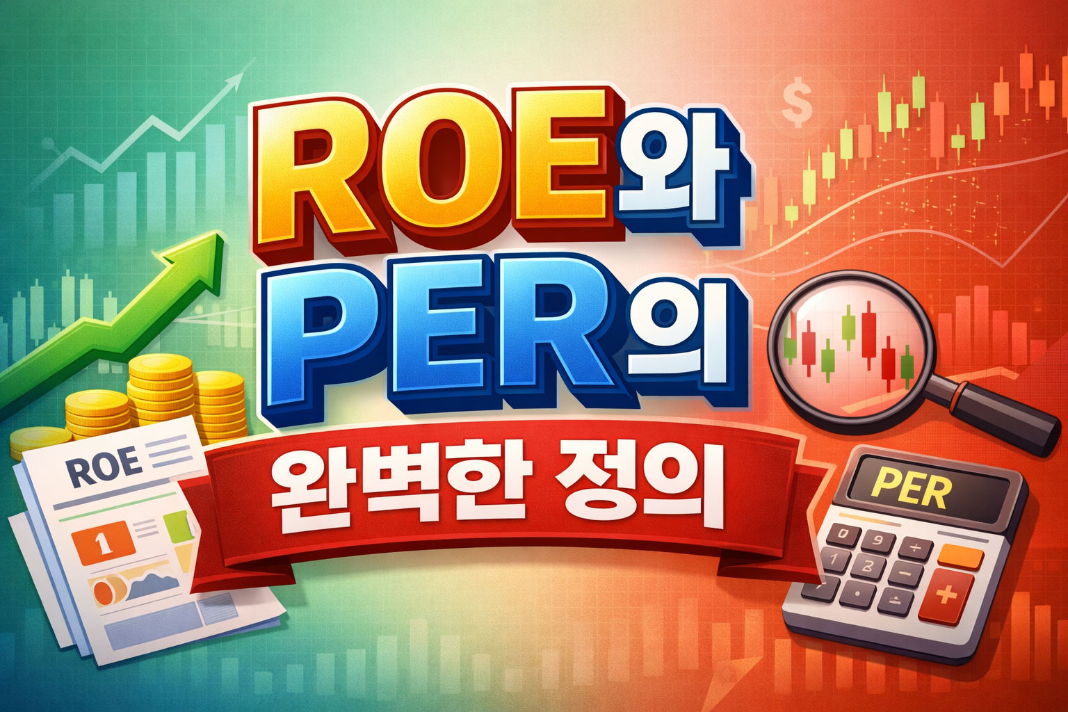 ROE와 PER의 완벽한 정의 2D 썸네일, 자기자본이익률과 주가수익비율 비교 설명 이미지