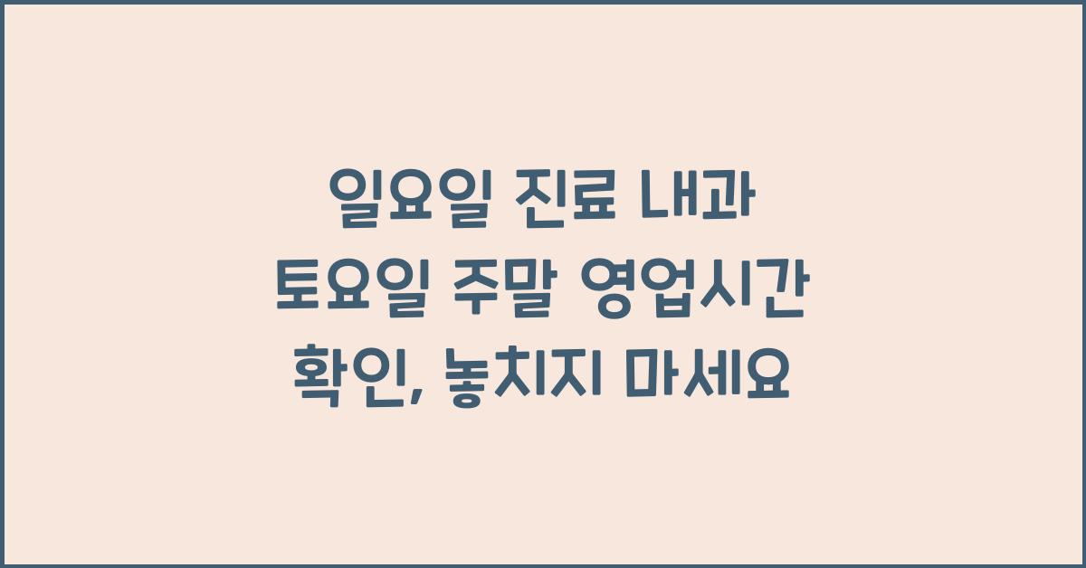 일요일 진료 내과 토요일 주말 영업시간 확인