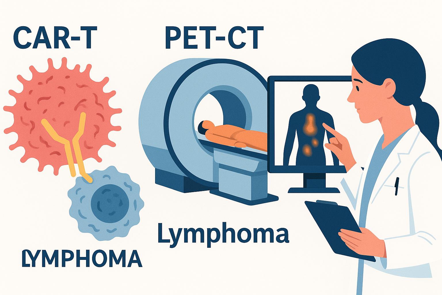 고침습 림프종의 진단 결과를 분석하고 있는 의사 모습 만화체 그림
