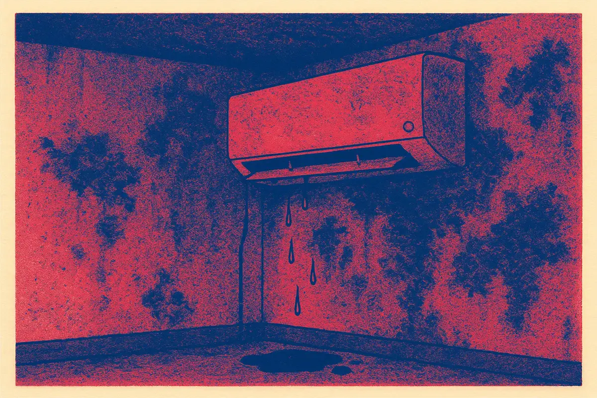 물새는 에어컨과 벽의 곰팡이