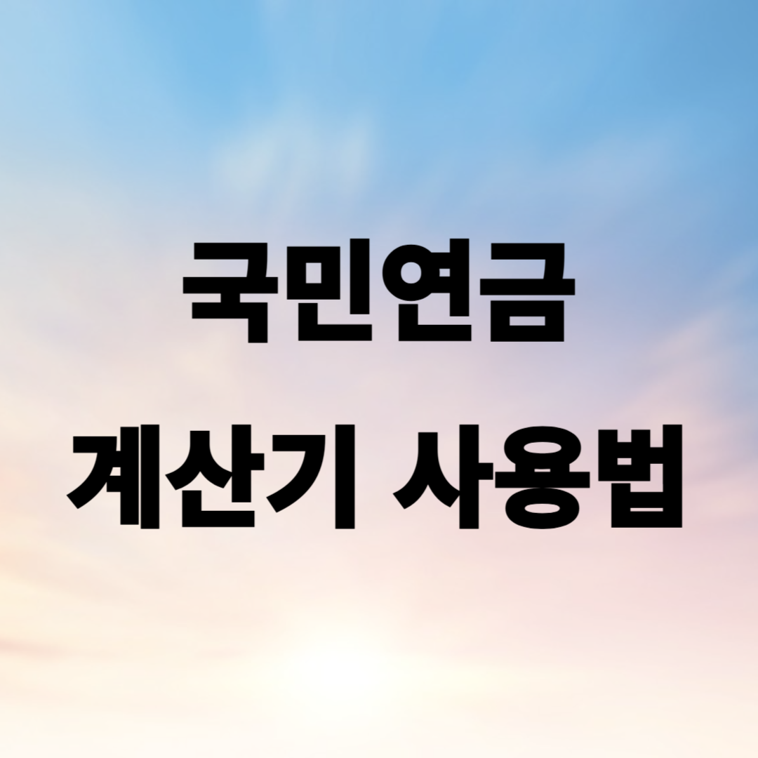 국민연금 계산기 사용법 이미지