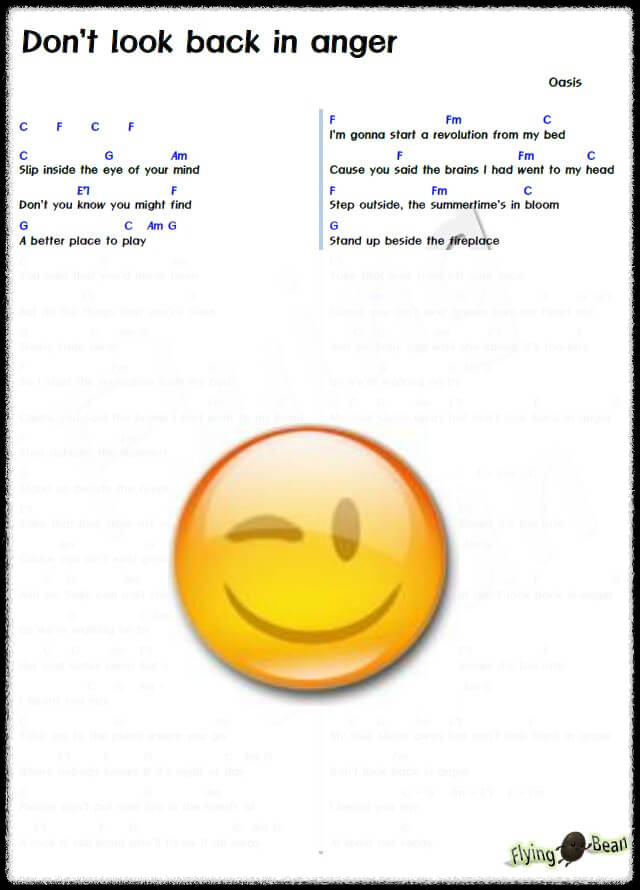 Oasis-Don't-look-back-in-anger-easy-chord-musicsheet