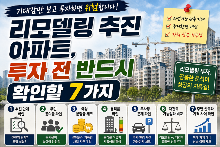리모델링 추진 아파트, 투자 전 반드시 확인할 7가지