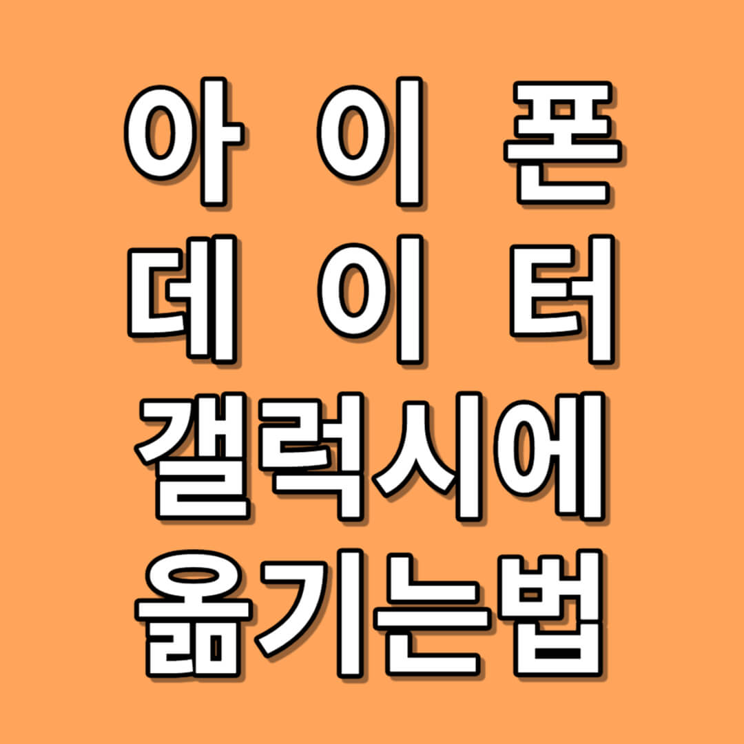 아이폰 데이터 갤럭시 폰으로 이동하는 방법