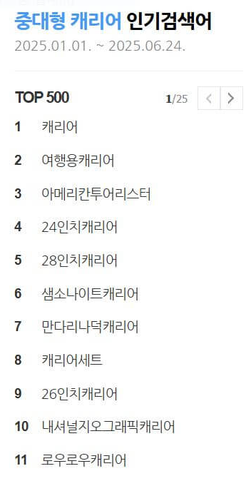 캐리어 브랜드 순위