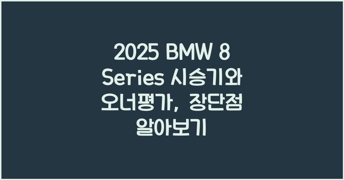 2025 BMW 8 Series 시승기 제원 연비 장단점 유지비 오너평가