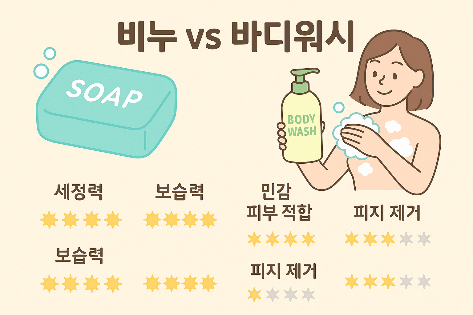 비누 vs 바디워시 비교