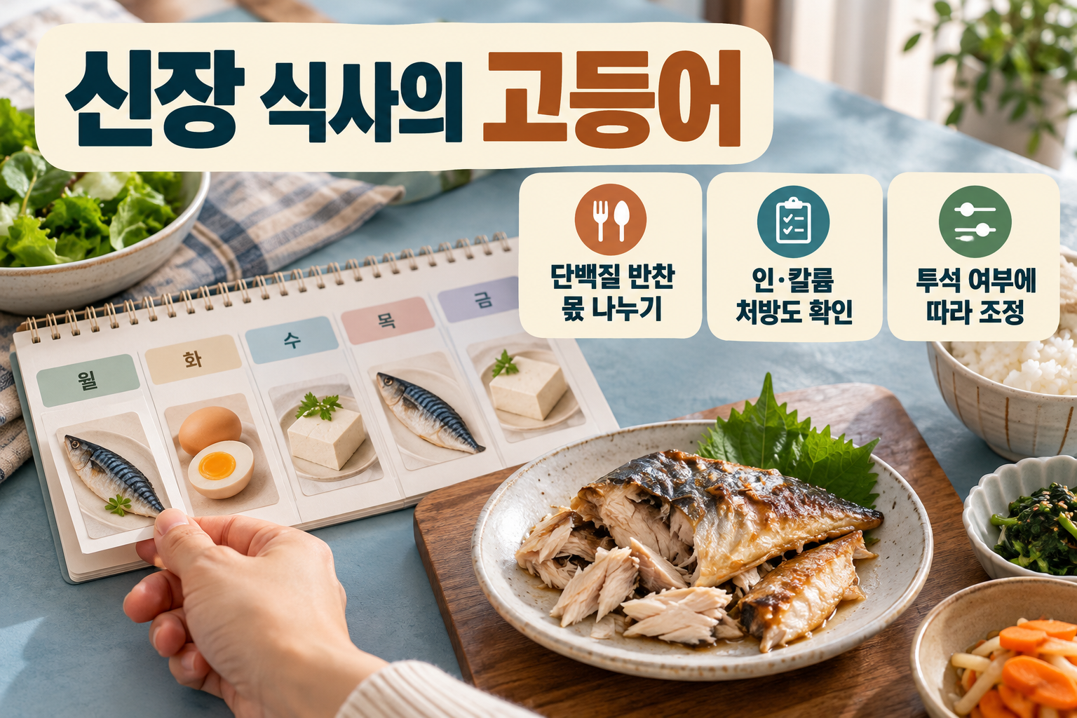 고등어 &middot; 단백질 반찬을 고등어로 바꾸는 날도 하루 몫을 맞춰요 실사 인포그래픽