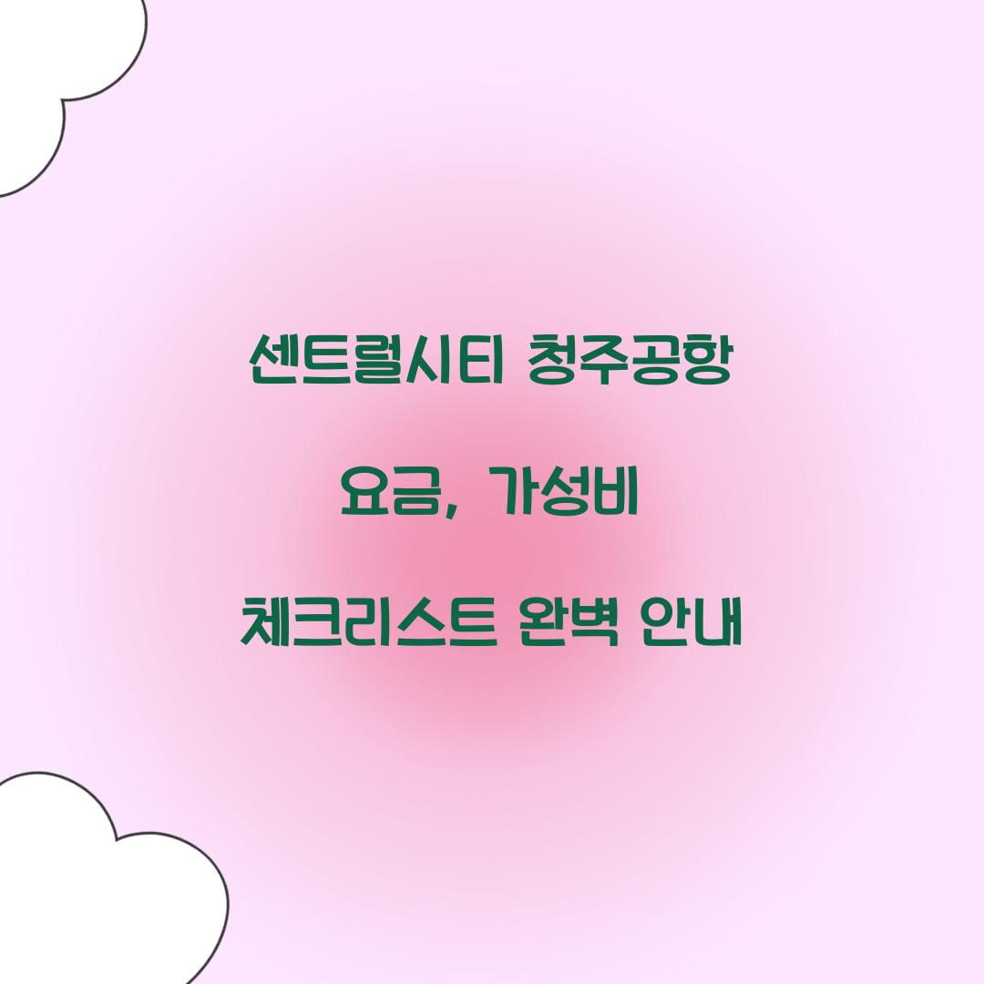 센트럴시티 청주공항 요금